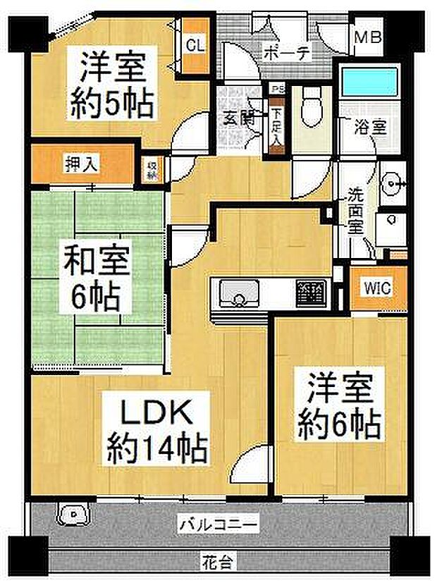 レジオン住之江パークプレイス(3LDK) 12階の間取り図