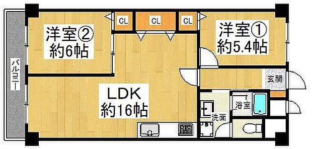 パークハイツ千島(2LDK) 7階の間取り図