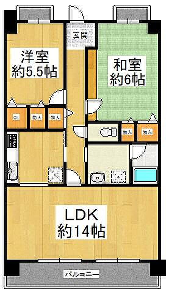 ベルメイト長居(2LDK) 3階の間取り図