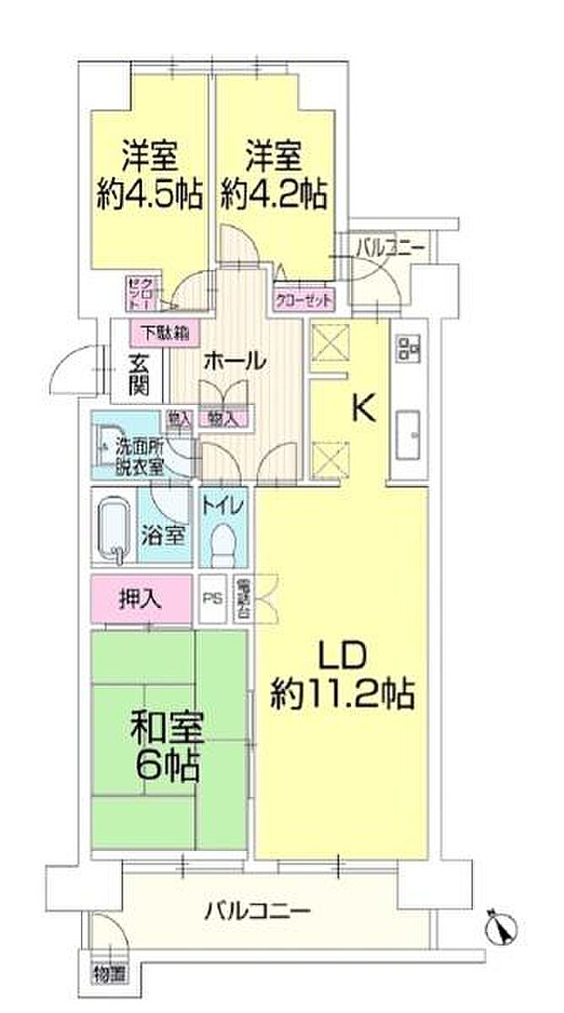 船橋ビレジ(3LDK) 4階の間取り図