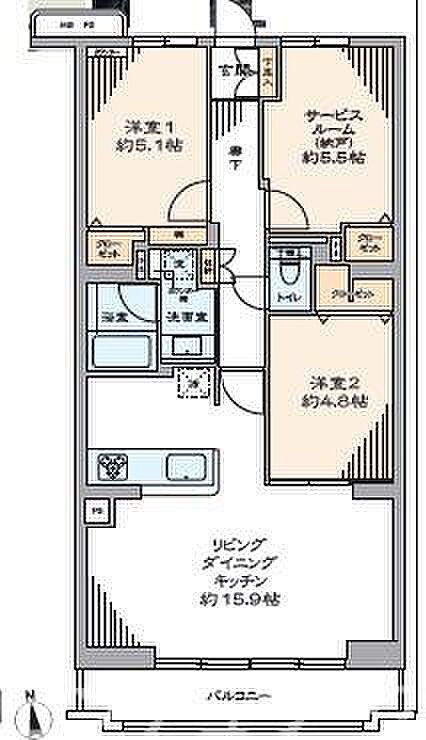 クリオ藤沢伍番館(2SLDK) 4階の間取り図