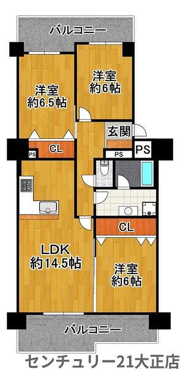昭和山第2コーポ2号棟(3LDK) 4階の間取り図