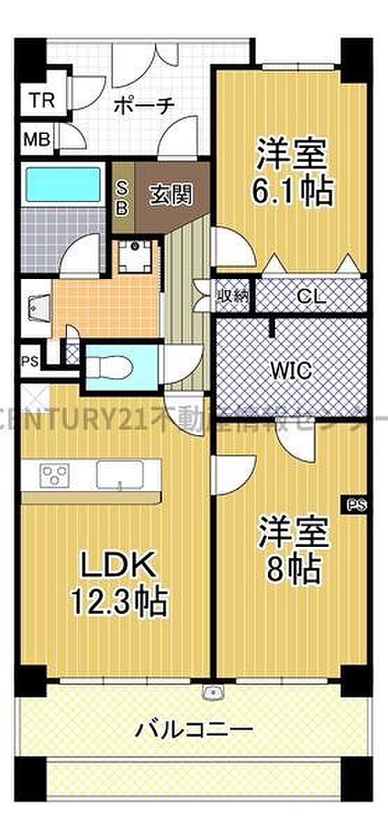 キングマンション大阪ベイ(2LDK) 9階の間取り図