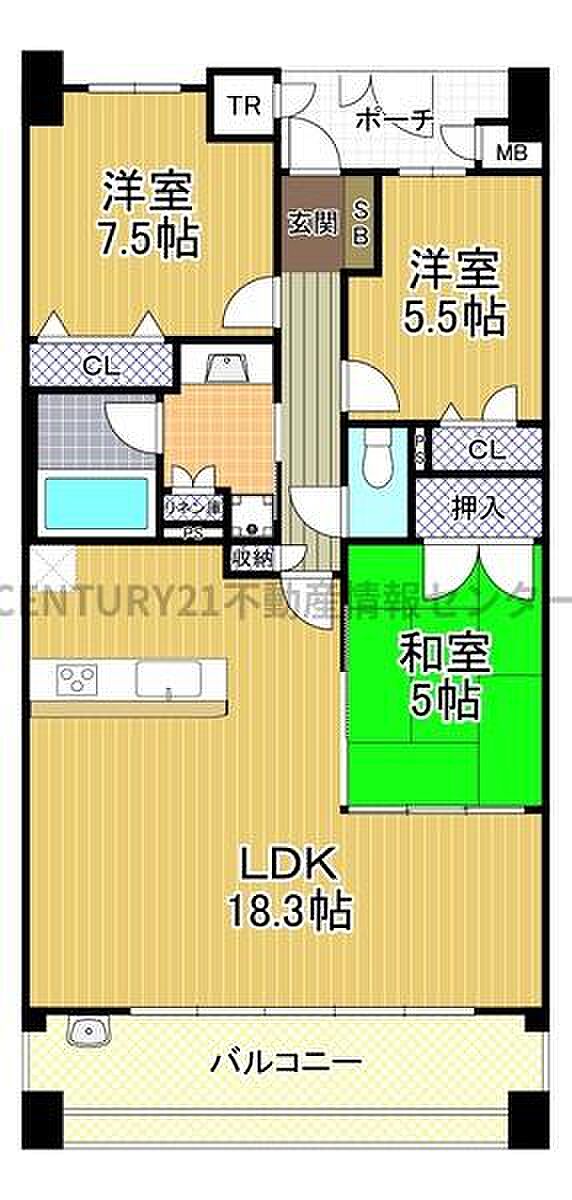 キングマンション大阪ベイ(3LDK) 4階の間取り図
