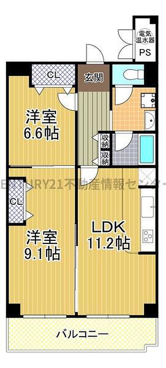 御幣島スカイハイツ(2LDK) 5階の間取り図