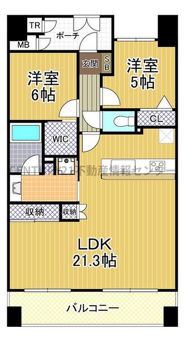 キングマンション大阪ベイ(2LDK) 13階の間取り図