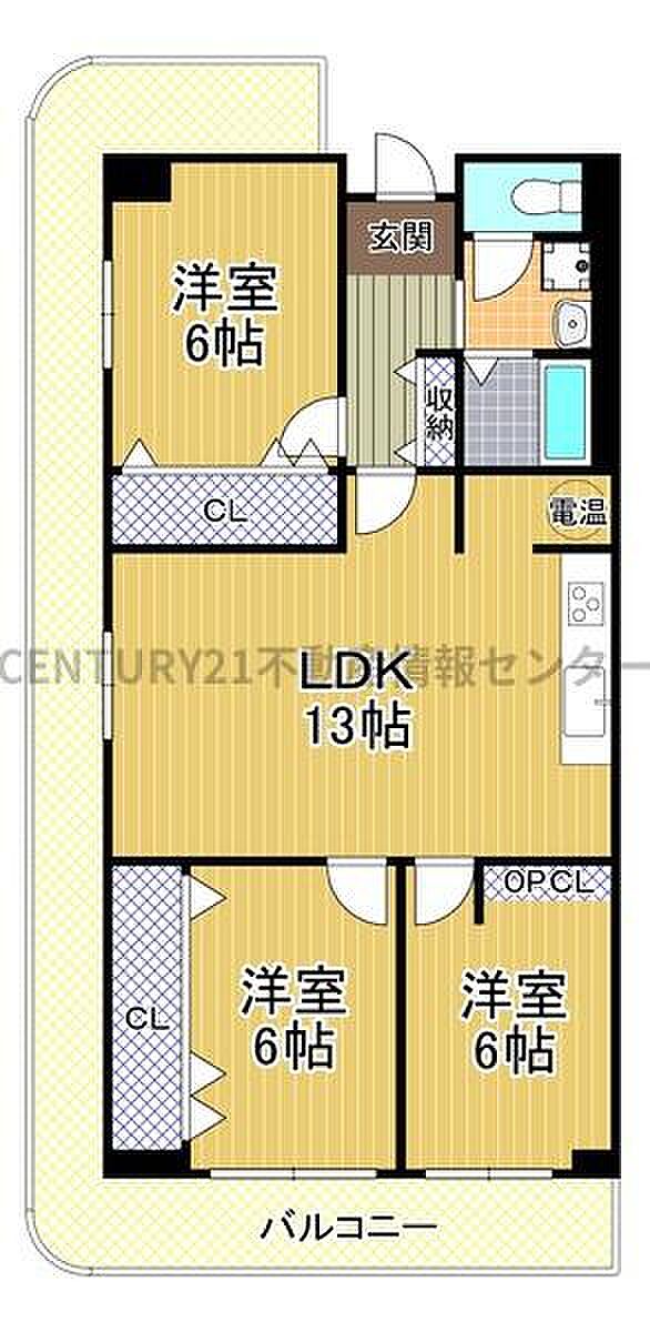 御幣島スカイハイツ(3LDK) 2階の間取り図