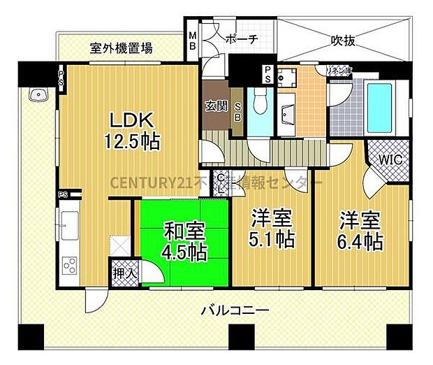 エルシア東加賀屋(3LDK) 4階の間取り図