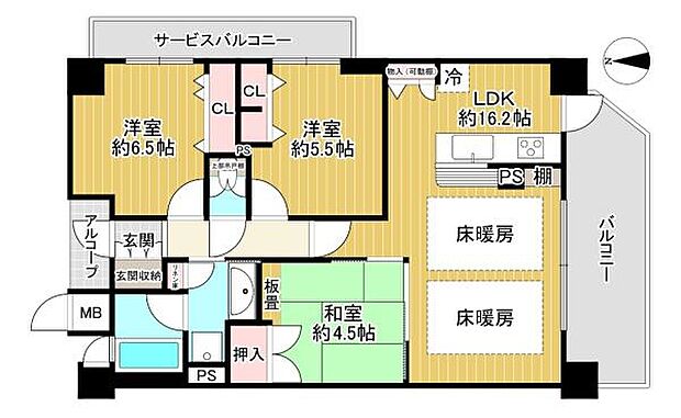 プレサンスロジェ古川橋(3LDK) 4階の間取り図
