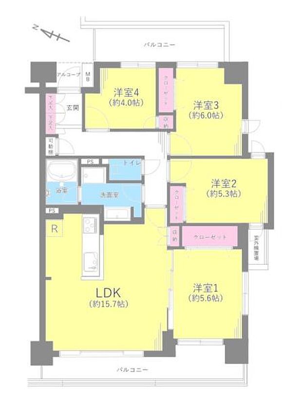 千葉寺パークホームズ(4LDK) 7階の間取り図