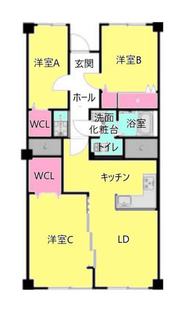 千葉ガーデンタウンＡ棟(3LDK) 14階の間取り図
