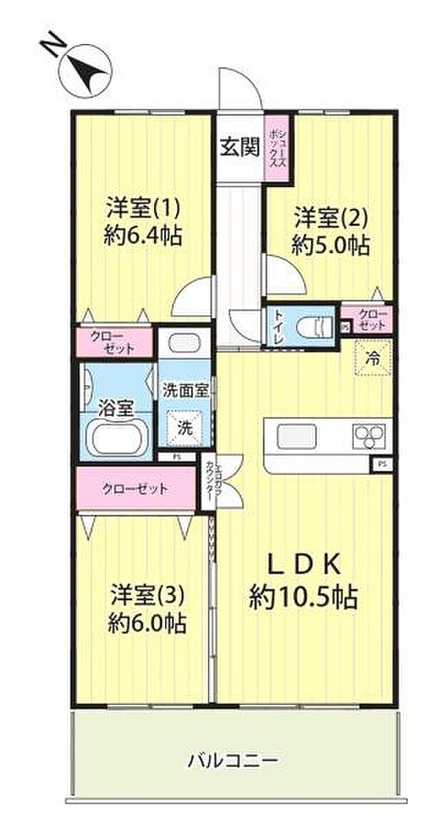 メゾンエクレーレ船橋高根台(3LDK) 2階の間取り図