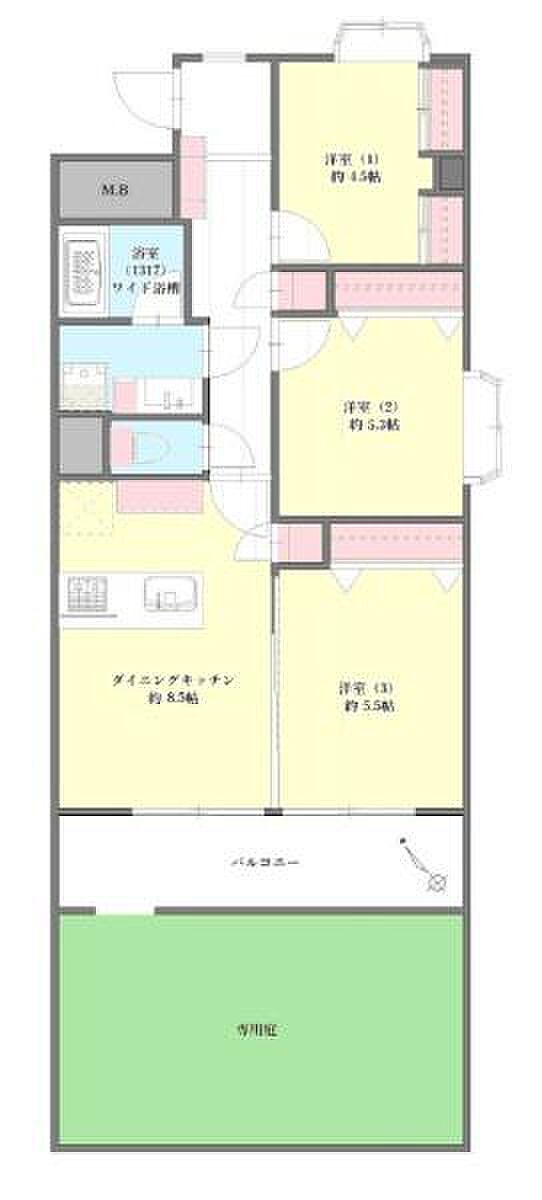 ファミール第一西船橋(3DK) 1階の間取り図