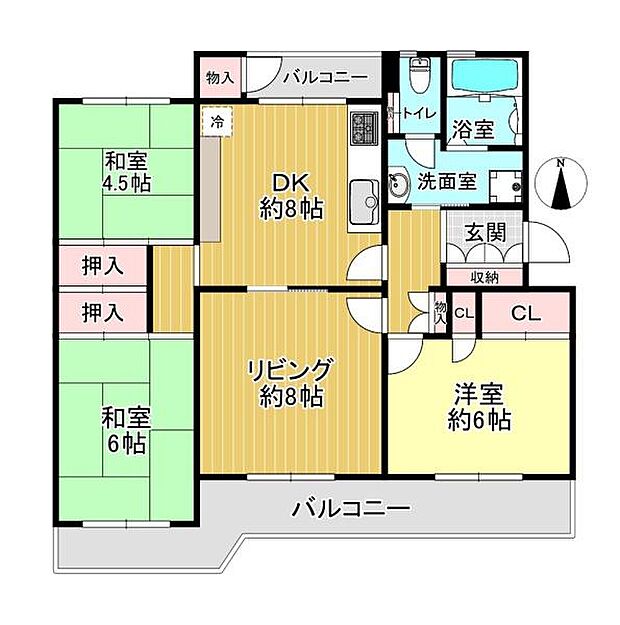 藤阪ハイツC2棟(3LDK) 1階の内観