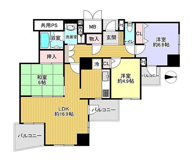 メロディーハイム香里ヶ丘ツインビューベガタワー(3LDK) 14階の間取り図