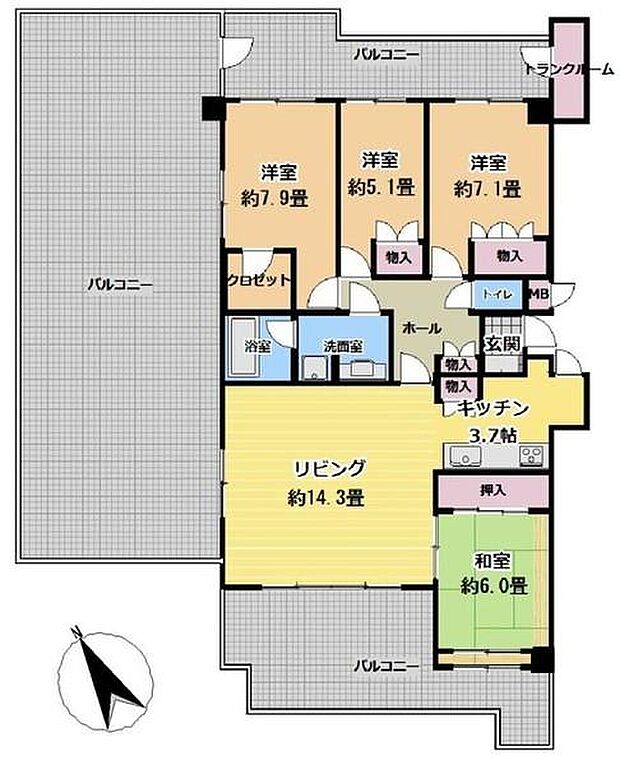 エステスクエア武蔵藤沢(5LDK) 10階の間取り図