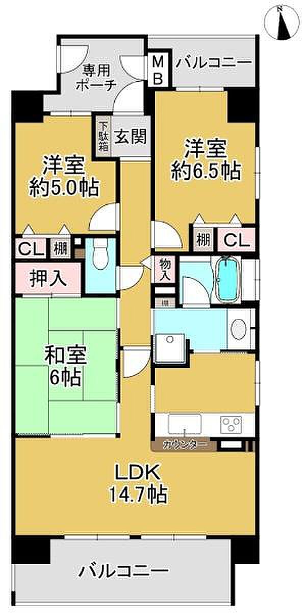 ファミール東加賀屋きらめきの街(3LDK) 3階の間取り図