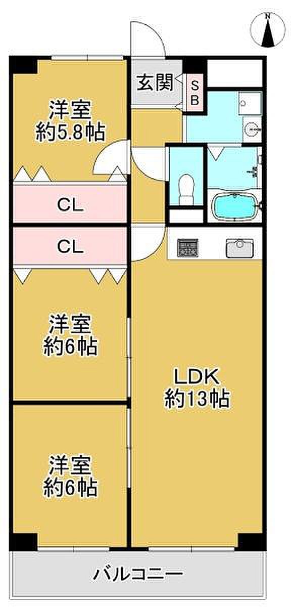 メゾンドール高石(3LDK) 11階の間取り図
