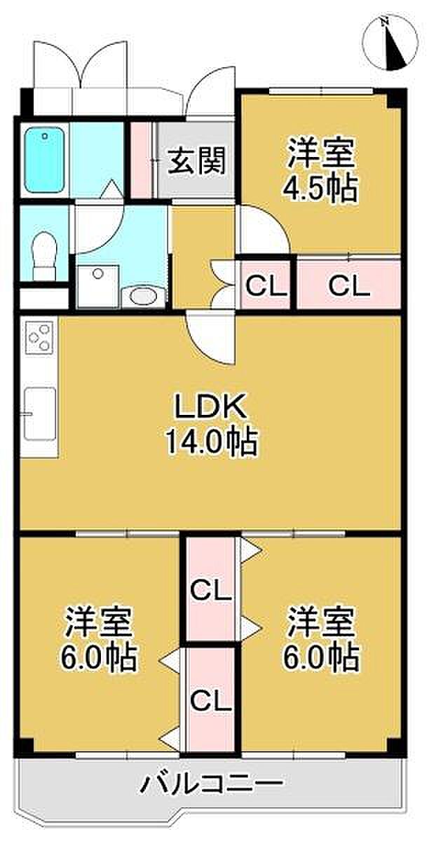 フローラ堺　1号棟(3LDK) 5階の間取り図