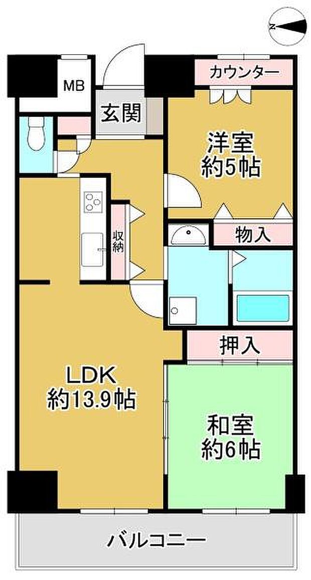 ベルマージュ堺　壱番館(2LDK) 16階の間取り図