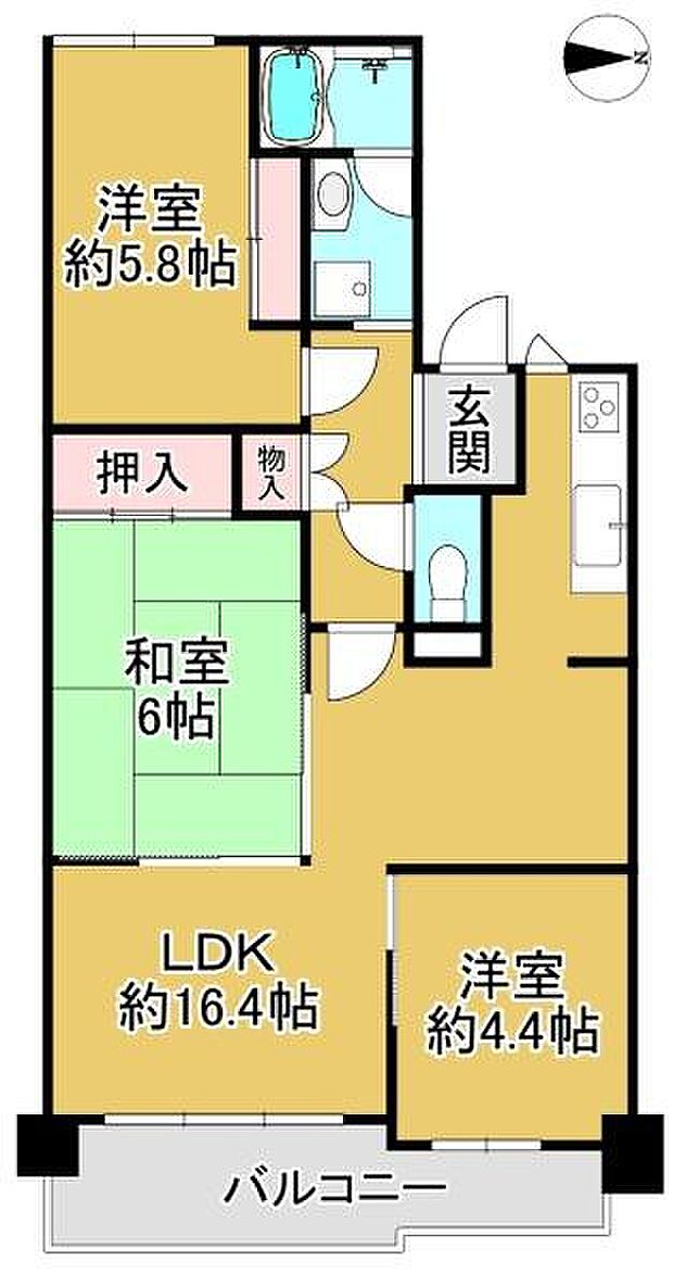 メゾンドール堺(3LDK) 9階の間取り図