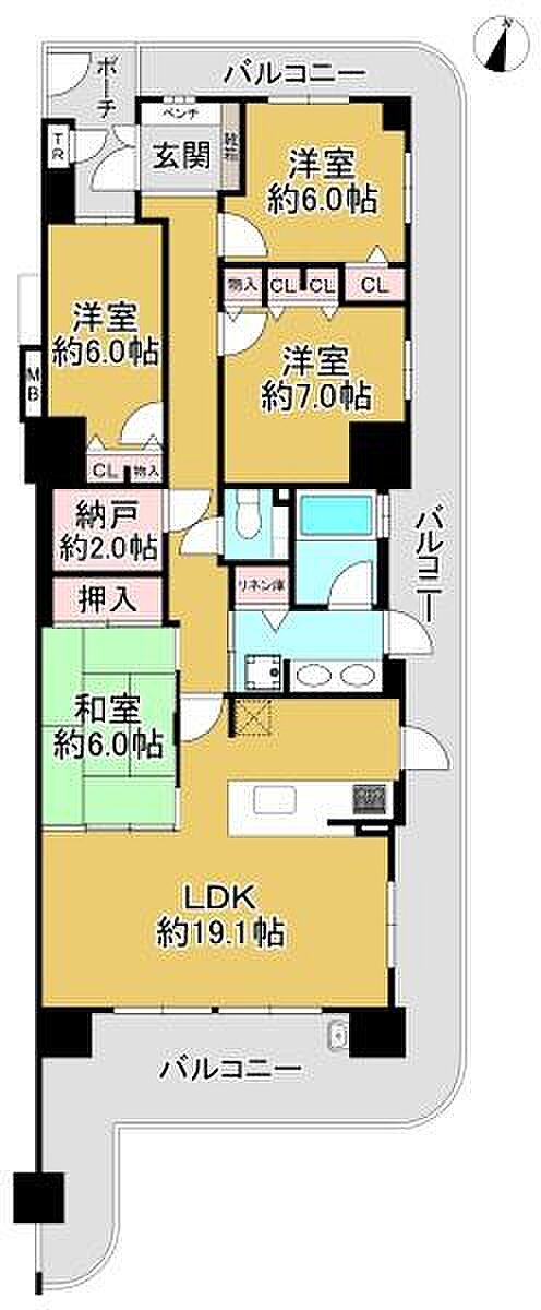 堺・泉北光明池城山公園シンシア(4SLDK) 11階の間取り図