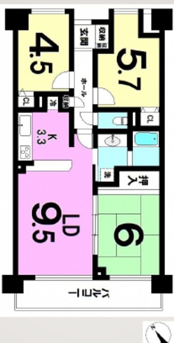 ジェム草加ガーデニア(3LDK) 2階の間取り図