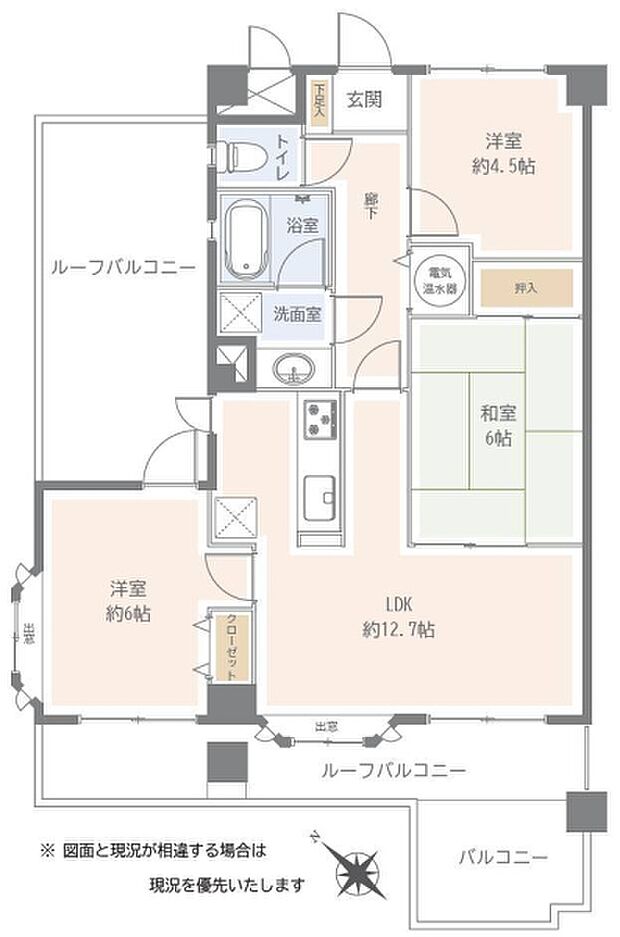 ライオンズマンション竹の塚第3(3LDK) 6階の間取り図