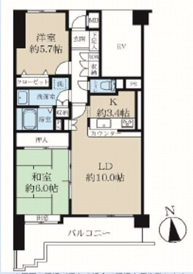 ローヤルシティ草加(2LDK) 4階の間取り図