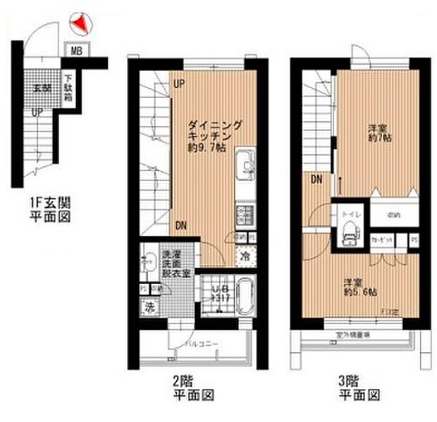 THE ROW HOUSE 吉祥寺(2DK) 1階の間取り図