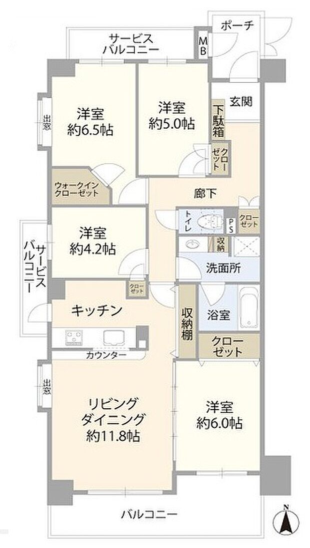 立川錦町パークホームズ(4LDK) 4階の内観
