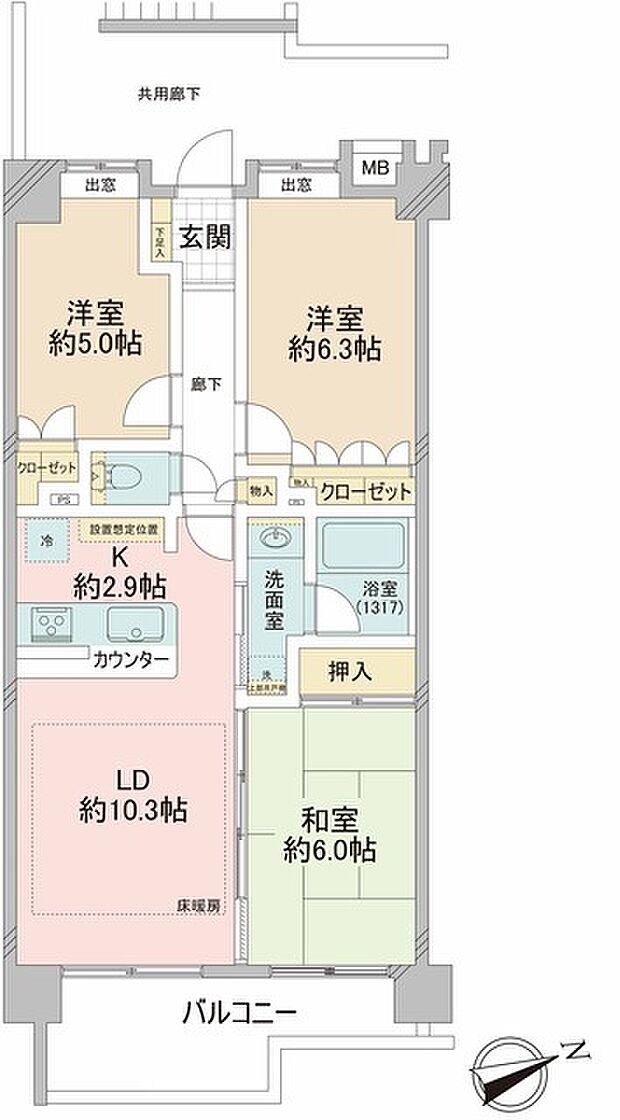 エクセレントスクエア高幡不動(3LDK) 4階の間取り図