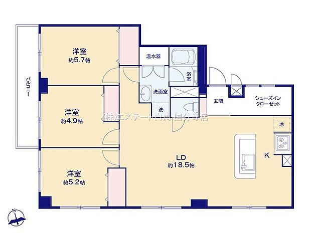 ライオンズガーデン花小金井(3LDK) 5階の間取り図