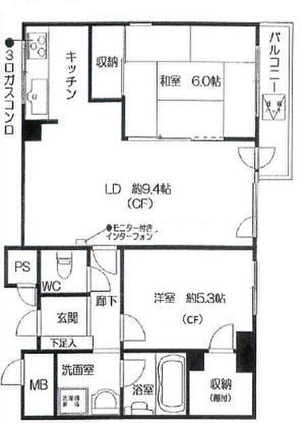 パークサイド駒川(2LDK) 2階の間取り図