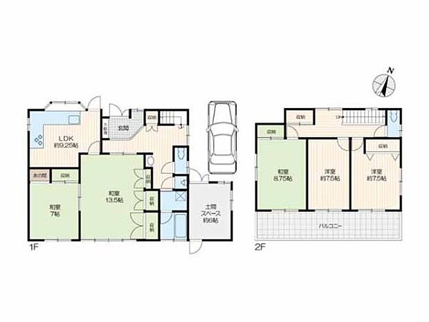 和室3部屋、洋室2部屋の5DK！6帖の土間スペースはDIYやアウトドアなど作業スぺ―スとしても活用できます。