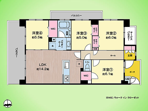 サーパス南橋本(4LDK) 2階の間取り図