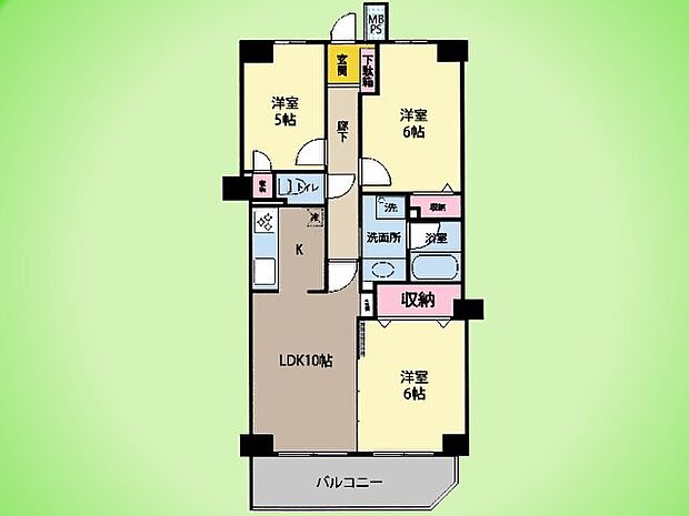 ハイネス町田(3LDK) 3階の間取り図