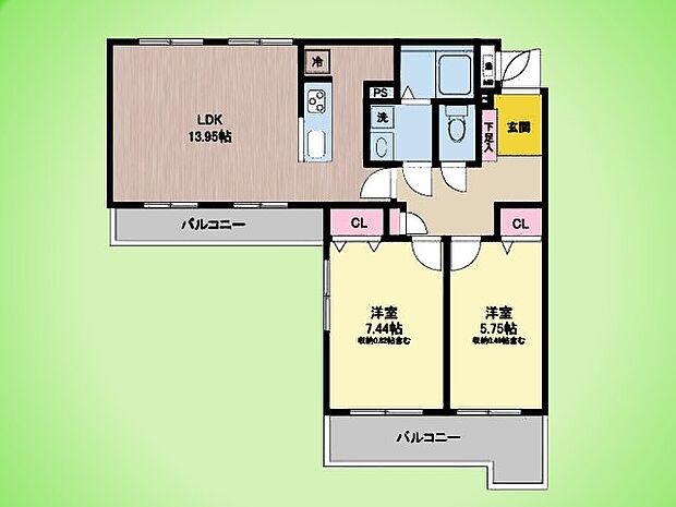 ライオンズマンション梶ヶ谷第5(2LDK) 3階の間取り図