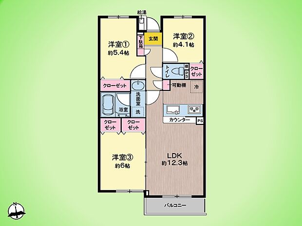 ファミール聖蹟桜ヶ丘(3LDK) 3階の間取り図