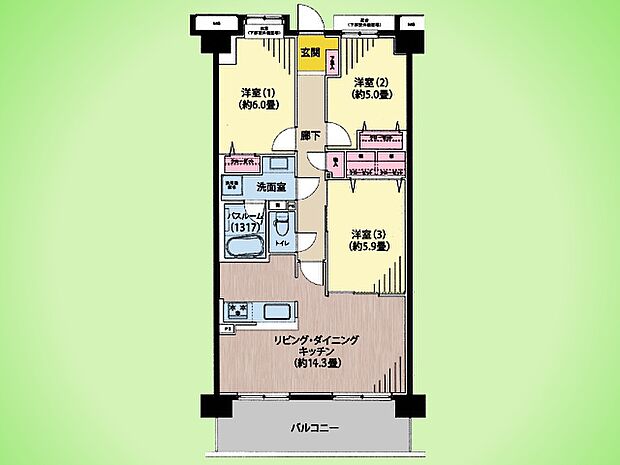 ファミール本厚木(3LDK) 10階の間取り図