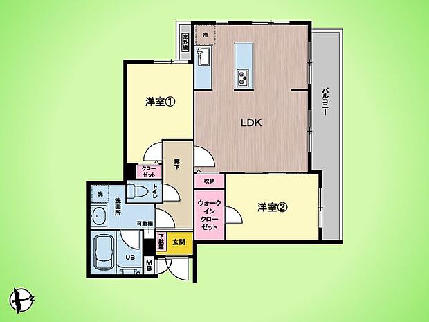 マイキャッスル中野島弐番館(2LDK) 2階の間取り図
