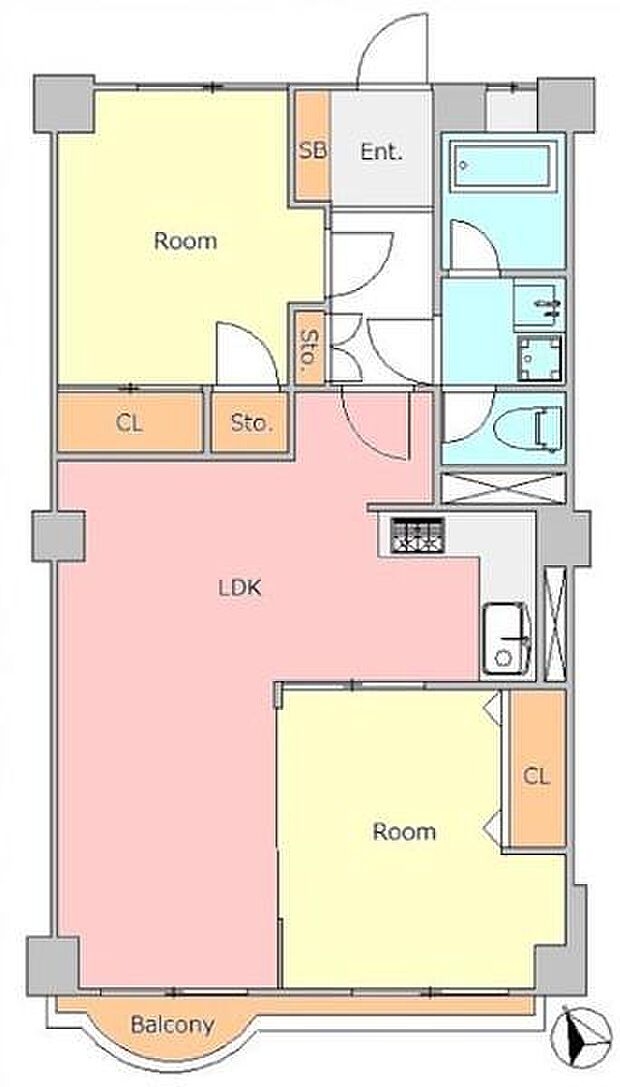 新所沢ミナミプラザ(2LDK) 3階の間取り図