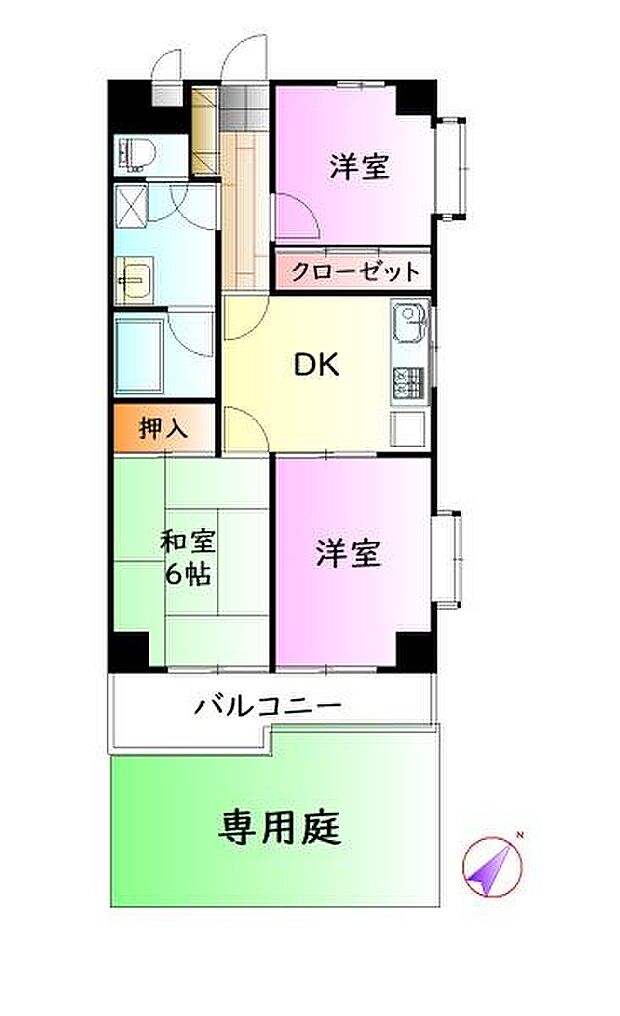サンライズマンション青葉町パート2(3DK) 1階の間取り図