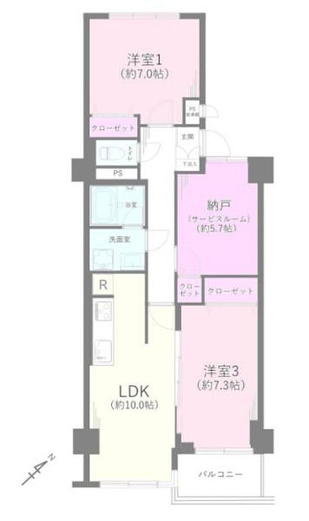 ライオンズマンション清瀬駅前通り(2SLDK) 5階の間取り図