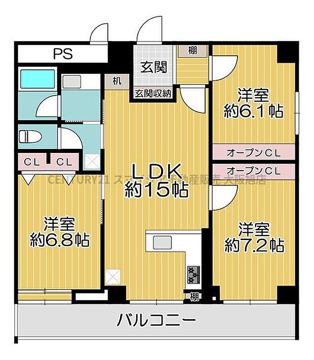 カントリーオブ今福(3LDK) 4階の間取り図