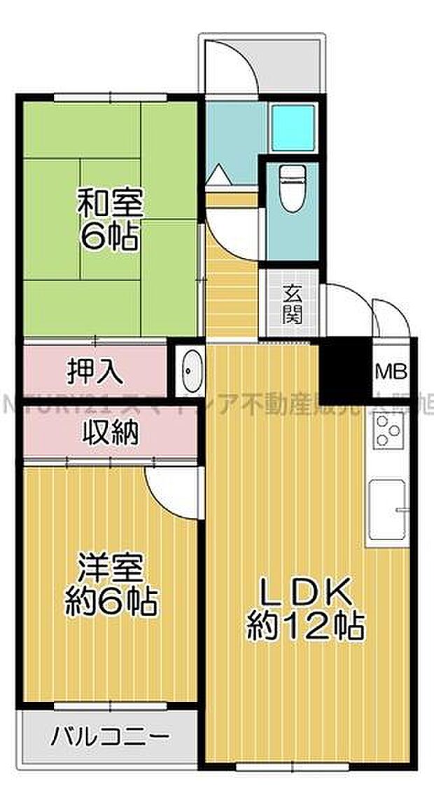 関目コーポA棟(2LDK) 4階の間取り図