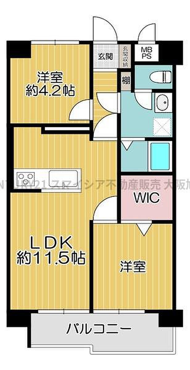 ライオンズマンション都島第2(2LDK) 5階の間取り図
