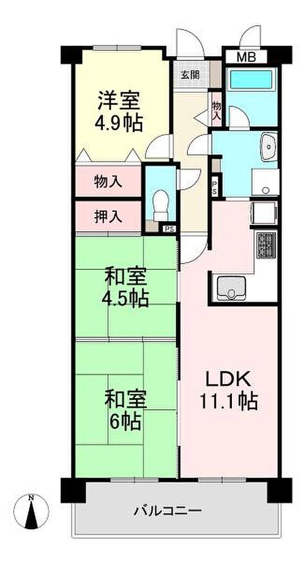 コスモ橿原神宮前(3LDK) 2階の間取り図
