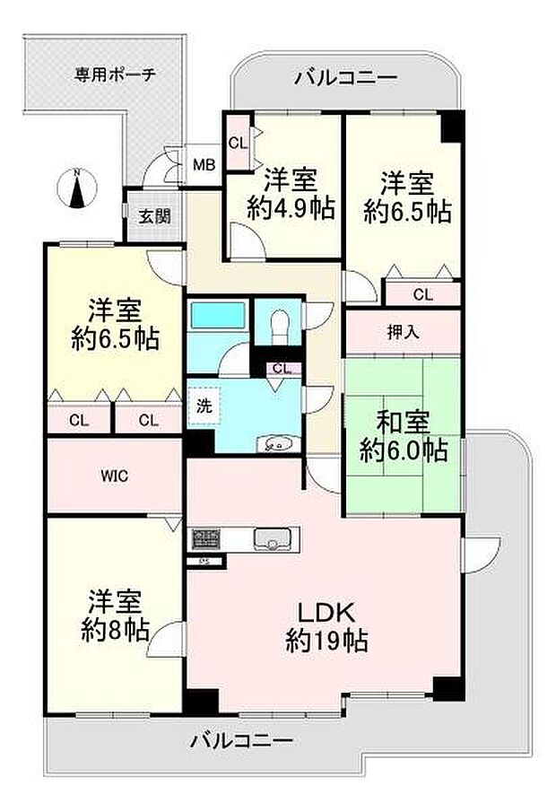 ネオハイツ八木西(5LDK) 4階の間取り図