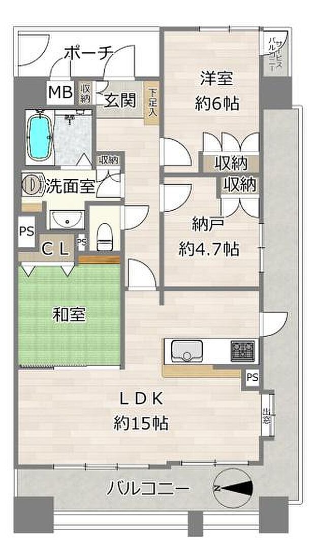 ヴァンデュール新大阪シティライフ(2SLDK) 3階の間取り図